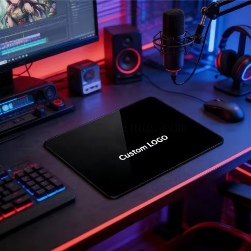 Factory Wholesale Custom Multi Colors Logo OEM Non-Slip Tempered Glass Mouse Pad for PC Bangs Gaming