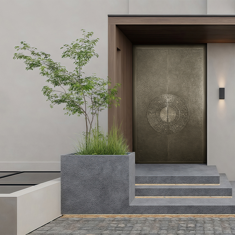 Nine Chapters Villa Artisan Glass-Copper Door