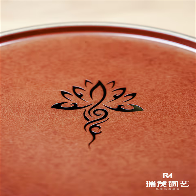 99.9% Pure Copper Handmade Teapot Pad (Gongfu Tea Tray with Lotus Drain)
