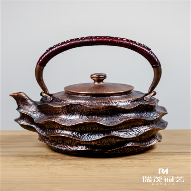Handmade Forged Wave Pattern Copper Kettle (Suitable for Induction Cooker & Charcoal)