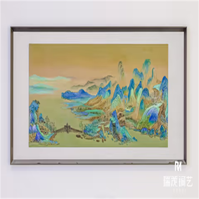 99.9% Pure Copper Hand-Forged + Hand-Painted "Thousand Miles of Rivers and Mountains" Wall Art | Traditional Chinese Art Luxury Decor