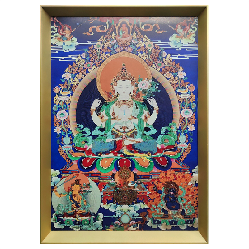 Tibetan Thangka White Tara Copper Wall Art | Ink-Printed Compassion & Protection Buddhist Cultural Decor