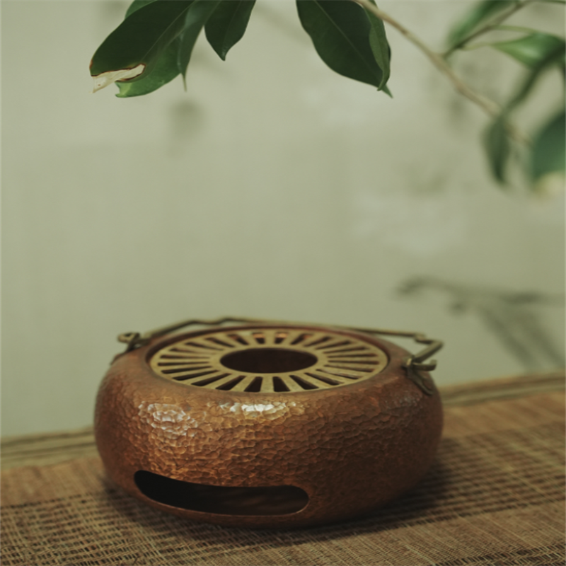 99.9% Pure Copper Handmade Spherical Cloud-Handle Multi-Function Stove (Charcoal/Alcohol Compatible)