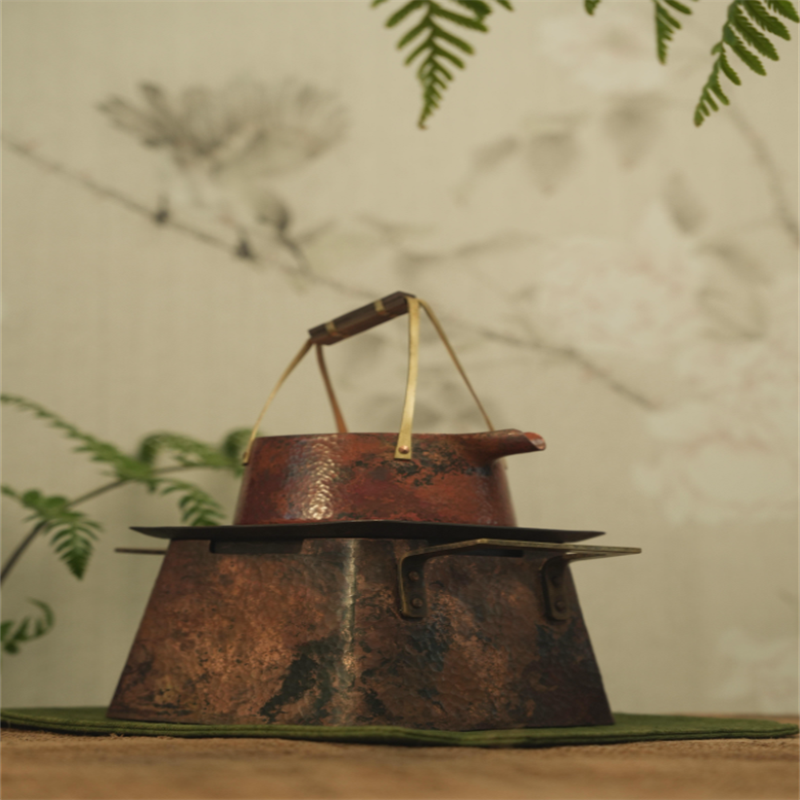 99.9% Pure Copper Handmade Retro Square Multi-Function Charcoal Stove