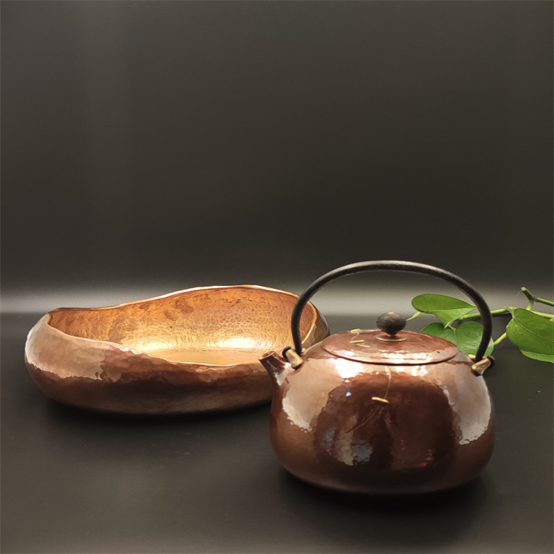99.9% Pure Copper Handmade Kintsugi Teapot (Health Benefits of Copper Water Boiling + Multi-Stove Compatible)