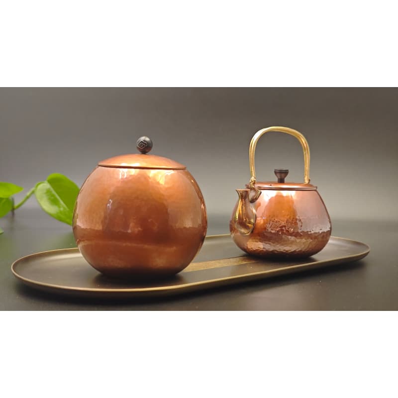 99.9% Pure Copper Handmade Hammered Teapot & Multi-Function Server Set (With Two-Tone Tray)
