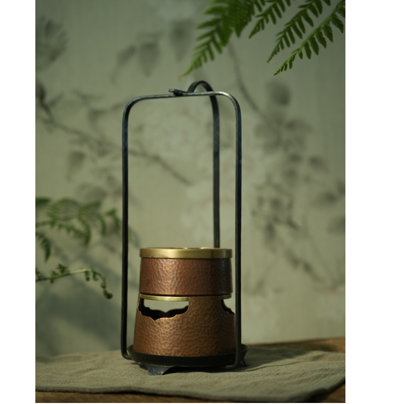 99.9% Pure Copper Handmade Split-Type Charcoal Warmer (Iron Carry Stand)