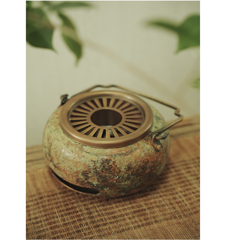 99.9% Pure Copper Handmade Spherical Cloud-Handle Multi-Function Stove (Charcoal/Alcohol Compatible)