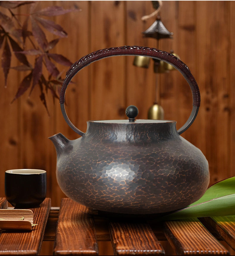 Handmade 99.9% Pure Copper "Prosperity Motif" Boiling Teapot
