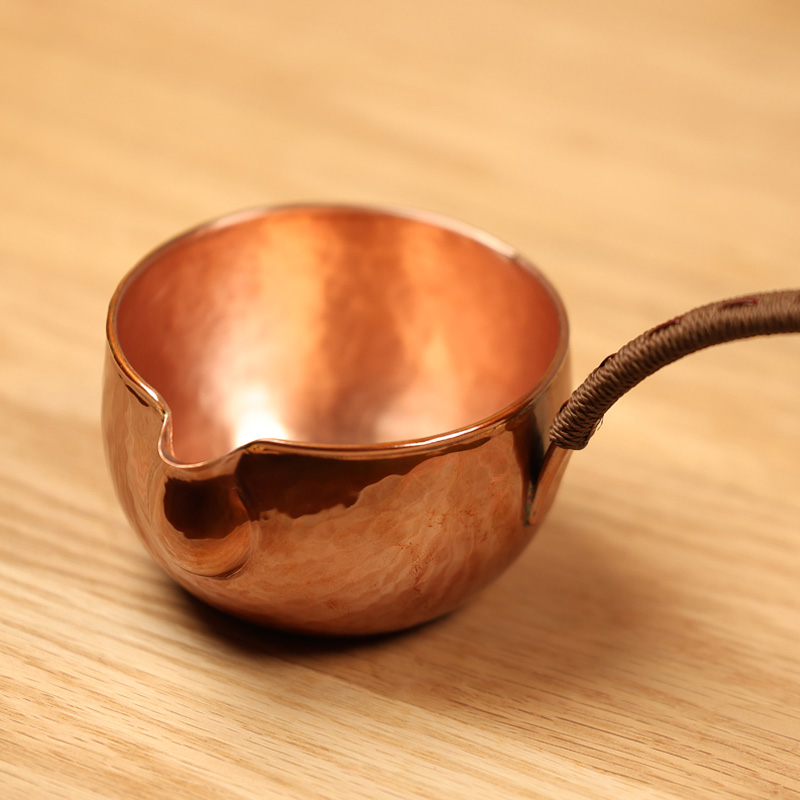 Handmade 99.9% Pure Copper Tea Server (Woven Heat-Resistant Handle, For Milk/Coffee Brewing)