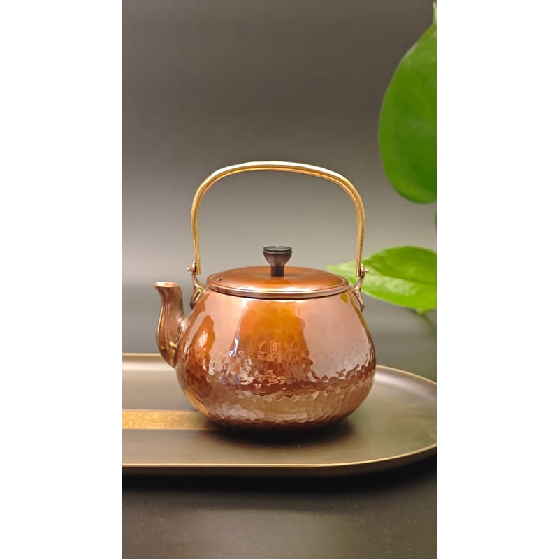 99.9% Pure Copper Handmade Hammered Teapot & Multi-Function Server Set (With Two-Tone Tray)