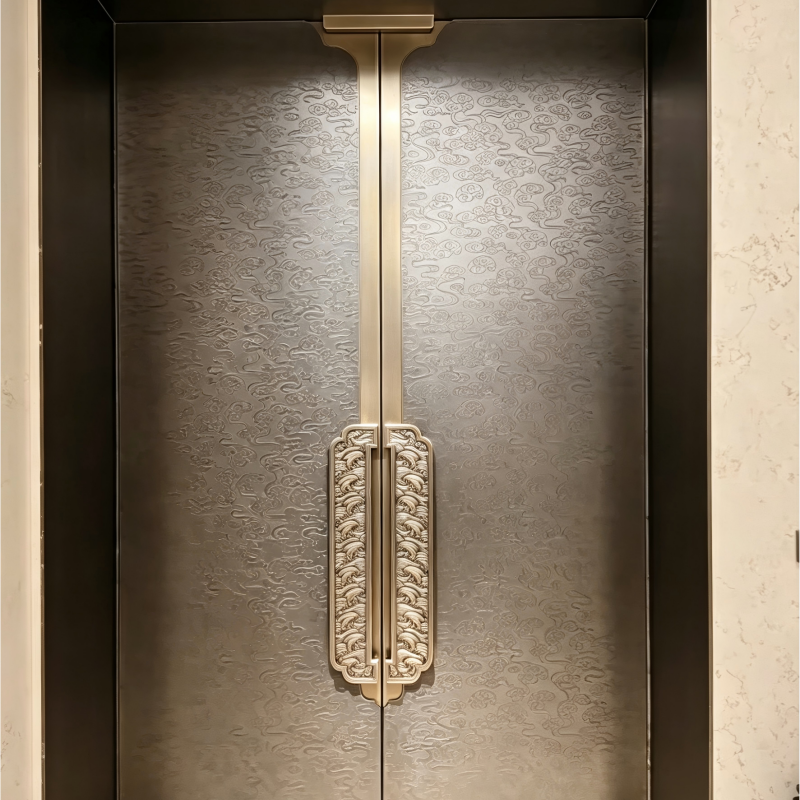 New Chinese Style Cloud Carved Brass Door | Luxury Outdoor Entrance Door
