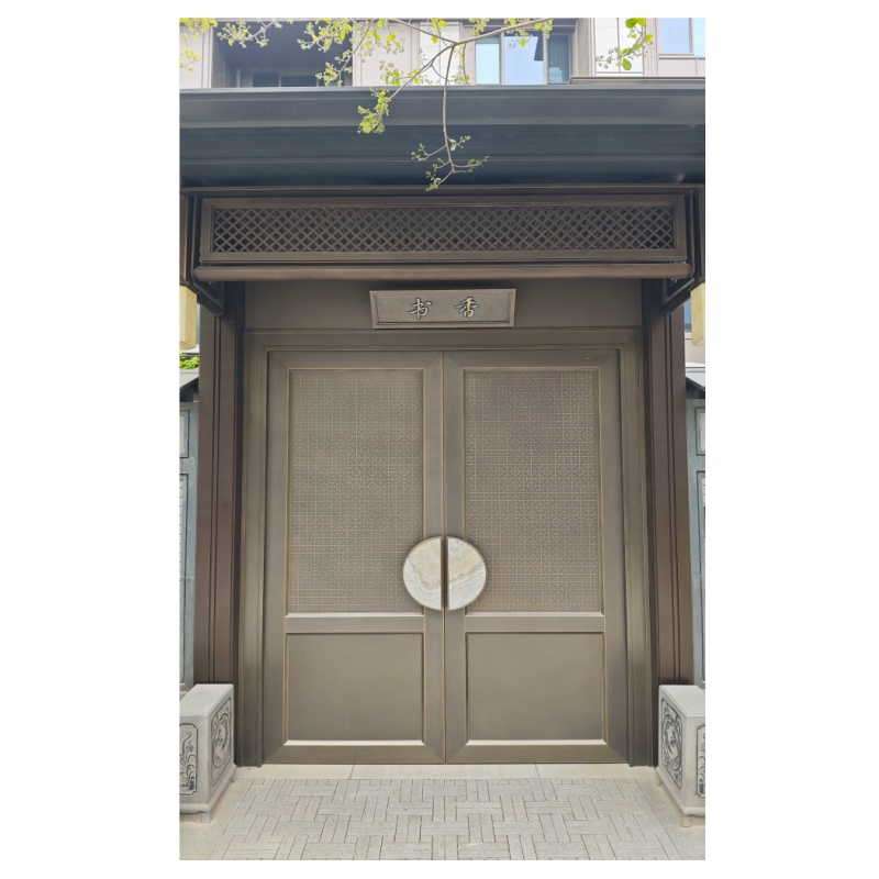 Bespoke One-Piece Carved Brass Courtyard Gate