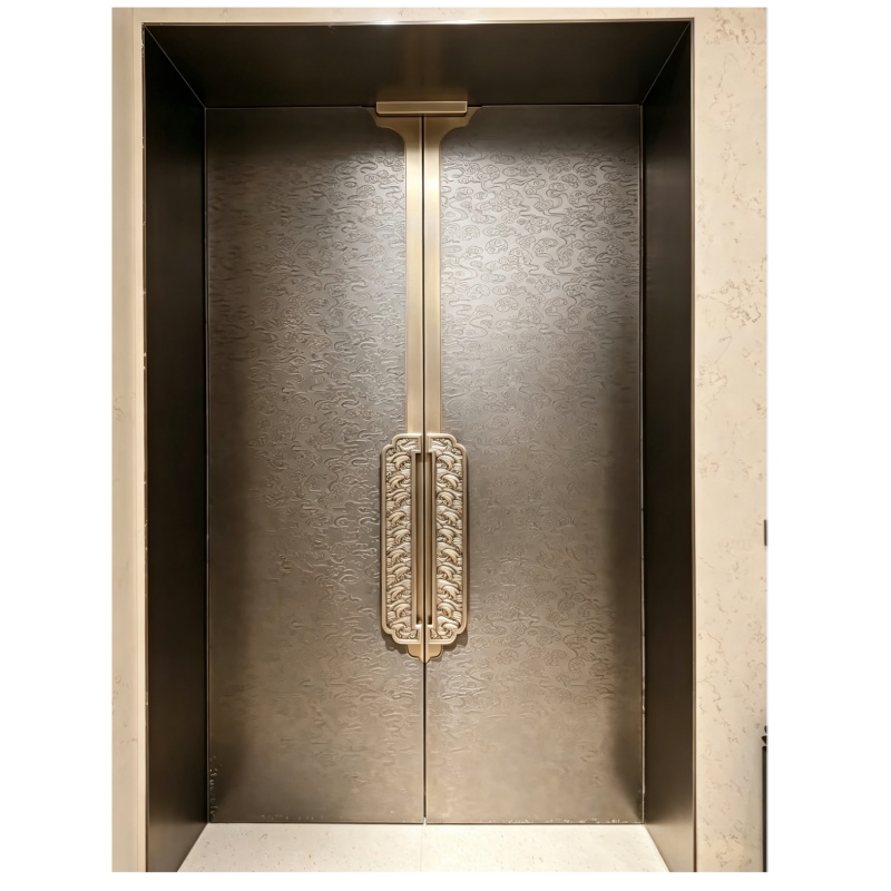New Chinese Style Cloud Carved Brass Door | Luxury Outdoor Entrance Door