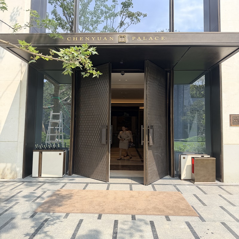 Custom Carved Brass Electric Swing Door