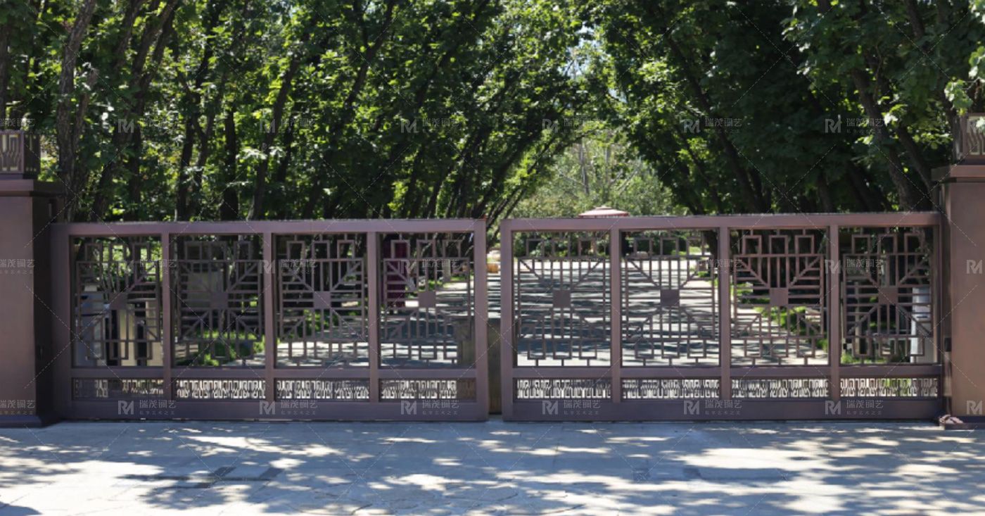Nine Chapters Villa Artisan Copper Courtyard Gate detail (1).jpg