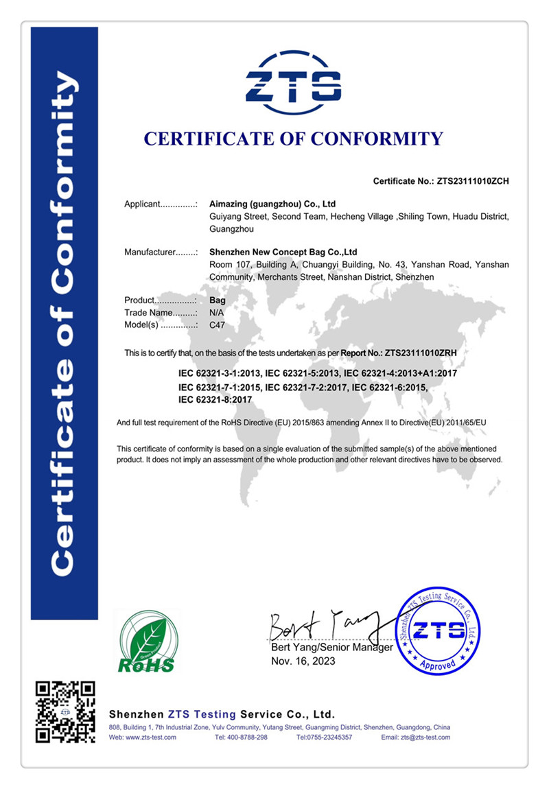 Rohs--CERTIFICATE OF CONFORMITY