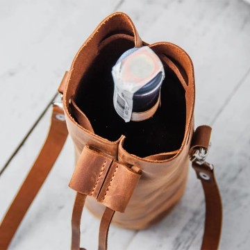 Pu Leather Cooler Drawstring Wine Bags Gift Wine Totes