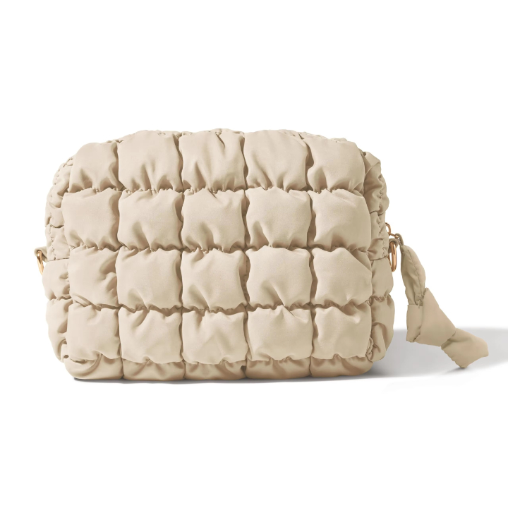 Portable Padded Eco-friendly Puffy Zipper Quilted Travel Cosmetic Puffer Bag