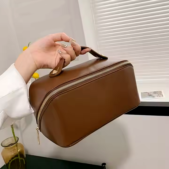 Wholesales Women Makeup Bag Travel Storage PU Leather Cosmetic Bag-1