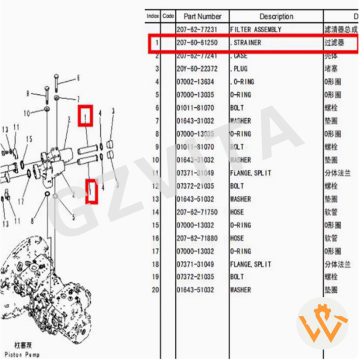 Excavator Part PC300-7 PC350-8PC400-7 PC450-7 PC400-8 Hydraulic Pump Filter STRAINER 207-60-61250