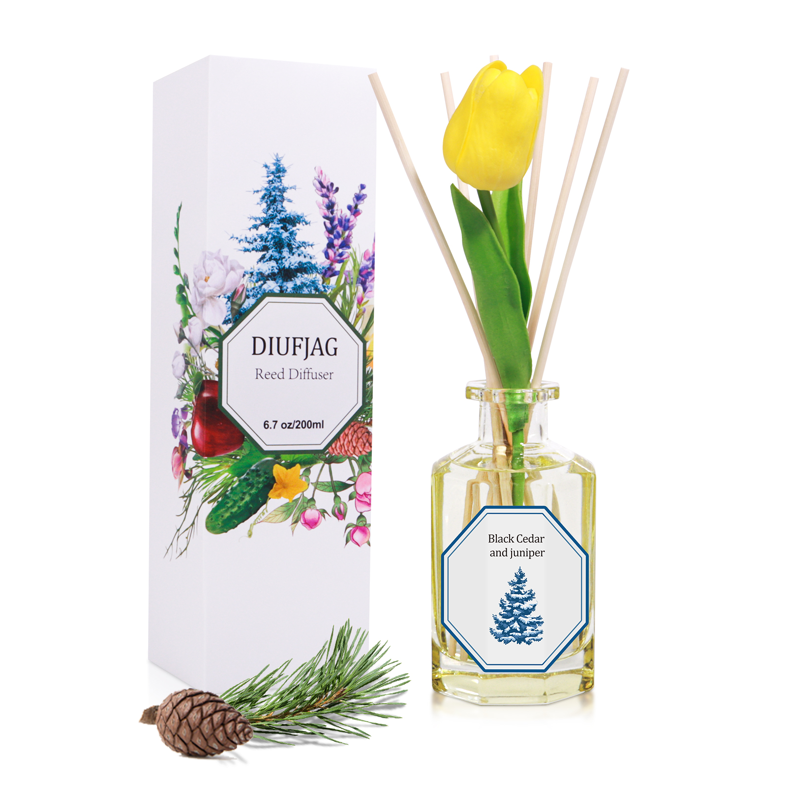 Fragrance Diffuser Essential Oil Reed Diffuser Set Gift with Flower