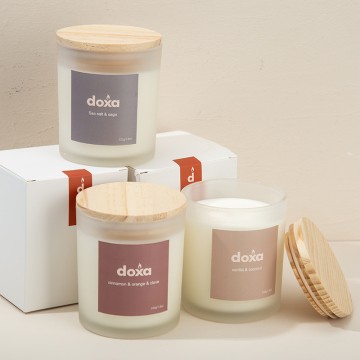 Lilin Aromatik Putih Kaca Buram Lilin kedelai tanpa asap