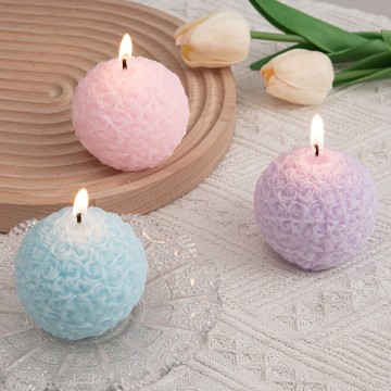Three-dimensional rose scented candles for interior decoration