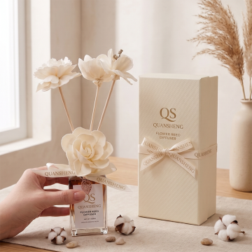 QUANSHENG Luxury Flower Reed Diffuser Set with Sola Flowers & Gift Box, Premium Home Fragrance for Aromatherapy, Wedding, Corporate Gifts