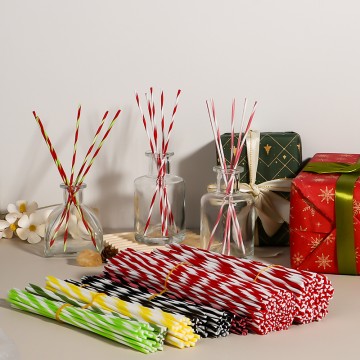 Festive Christmas Striped Fiber Reed Diffuser Sticks - Colorful Candy Cane Style Scent Volatilization Rods for Home Fragrance Decor