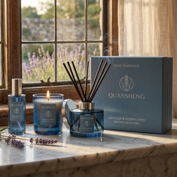 Luxury Home Fragrance Gift Set – Reed Diffuser, Scented Candle & Room Spray
