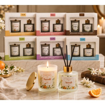 Neroli Reed Diffuser & Scented Candle Gift Set | Custom Home Fragrance Set