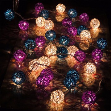 Christmas Tree Ornaments Hanging Ball Rattan Ball Pet Bird Toy