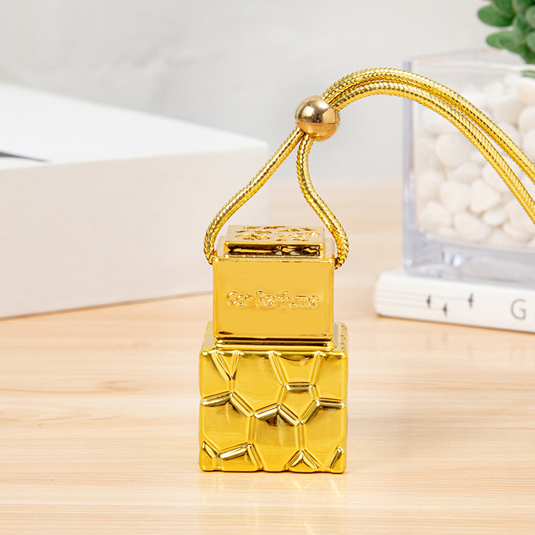 electroplated gold bottle 8-10ML perfume essential oil square empty bottle