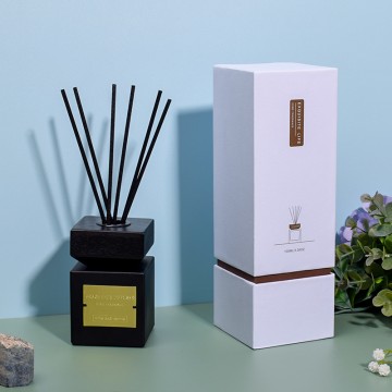 Botella cuadrada con tapa de madera para aceites esenciales de aromaterapia...