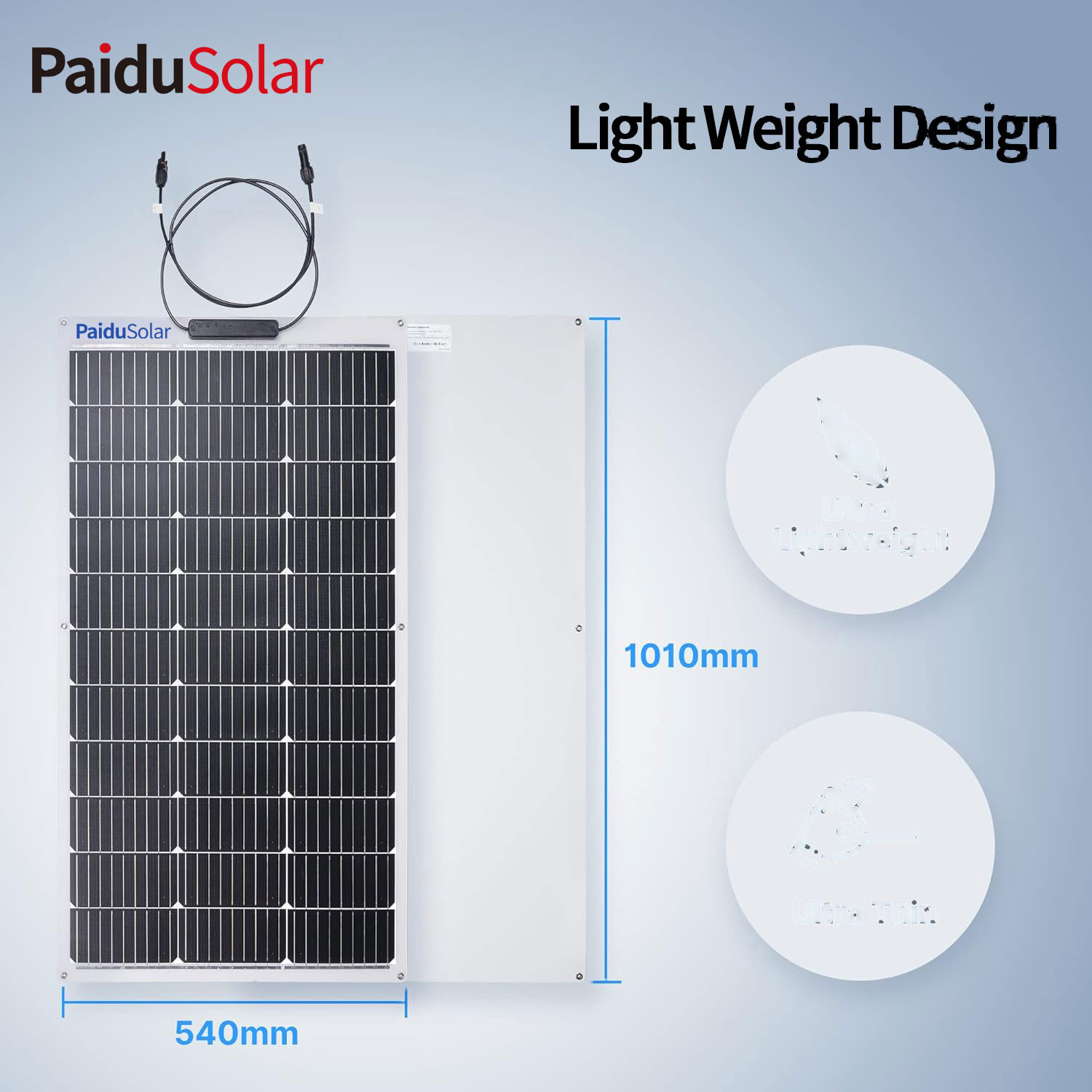 PaiduSolar 100W 12V Volt Semi-Flexible Solar Panel For Marine RV Trailer Boat Cabin Van Car