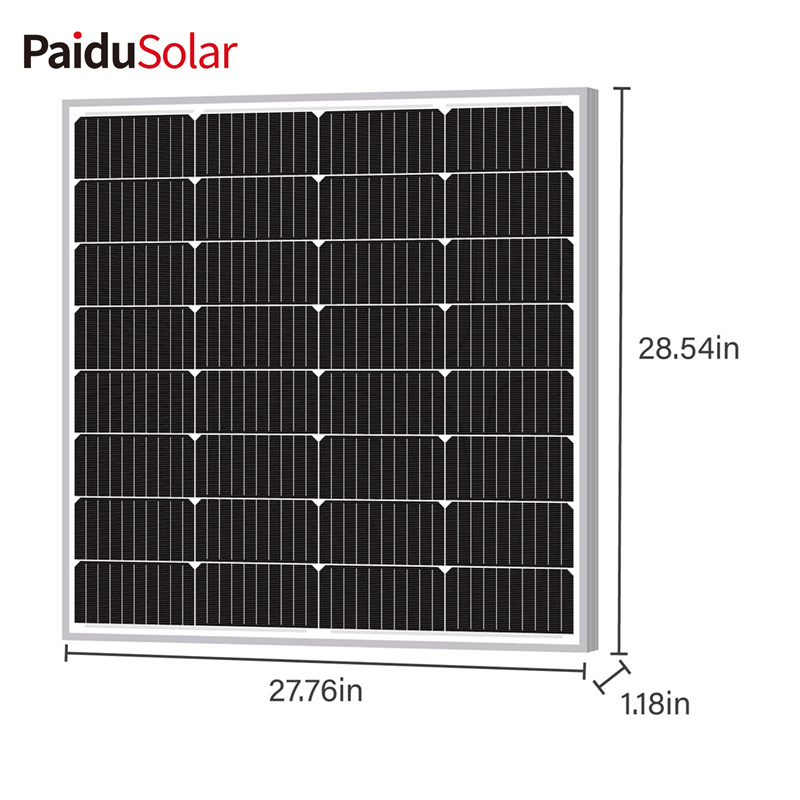 PaiduSolar 100W 12V Mono Crystalline Solar Panel Compact Design Module For RV Marine Boat