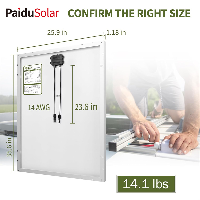 PaiduSolar 100W Polycrystalline 12V Solar Panel Module PV Power For Battery Charging Boat Caravan RV