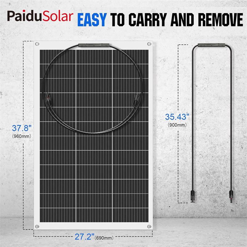 PaiduSolar 130W 12V Mono crystalline Semi-Flexible Solar Panel For Motorhome RV Caravan Camper Bo...