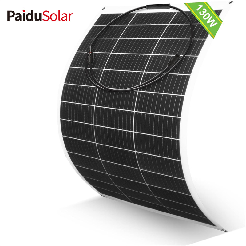 PaiduSolar 130W 12V Mono crystalline Semi-Flexible Solar Panel For Motorhome RV Caravan Camper Bo...