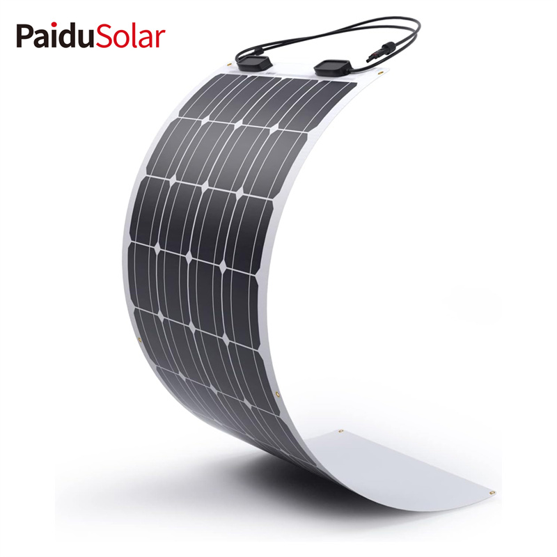 PaiduSolar Solar Panel 100W 12V Mono crystalline Semi-Flexible For Marine RV Cabin Van Car Uneven...