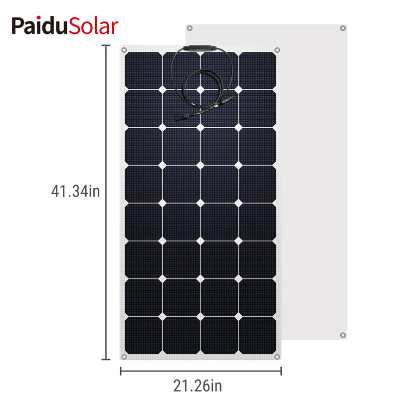 PaiduSolar Solar Panel 100W 12V Semi-Flexible Bendable For Uneven Surfaces Marine RV Cabin Va