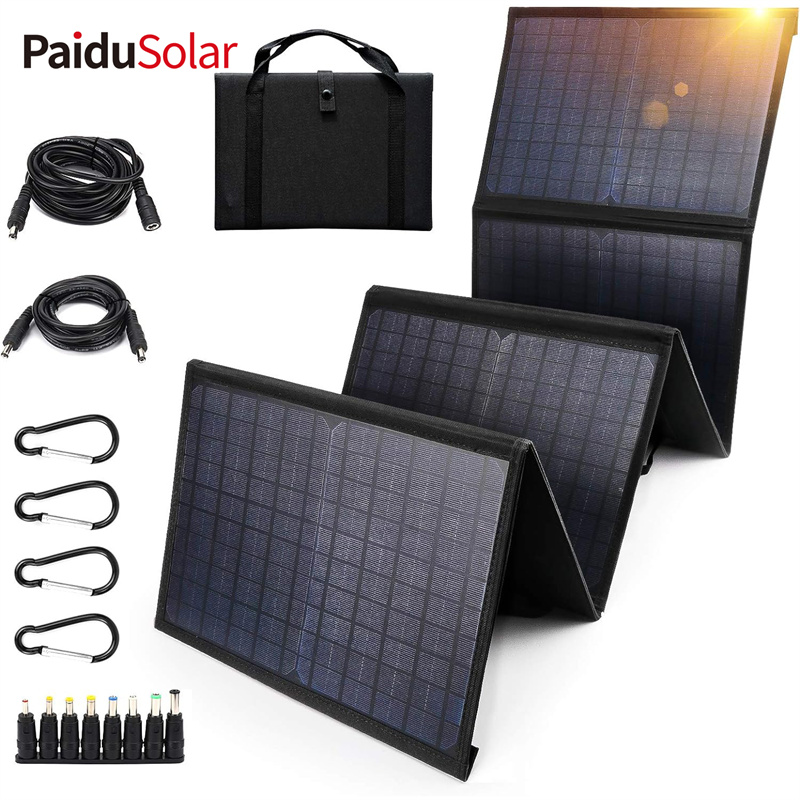 PaiduSolar Foldable Solar Panel 60W Portable Solar Panels For Camping Cell Phone Tablet And 5-18V...