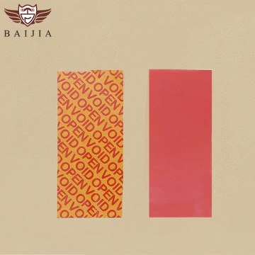 Red full transfer tamper evident label material