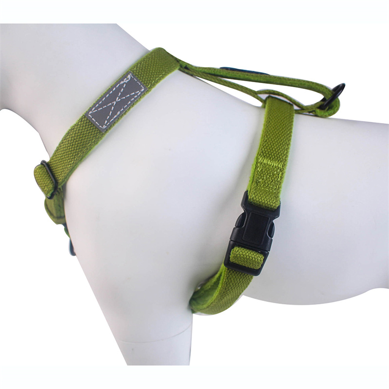 Green Hemp Dog Harness with Handle