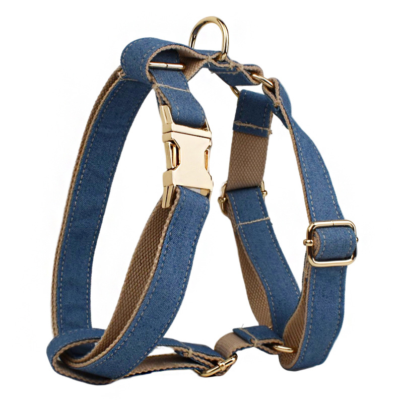 Denim Strap Dog Harness on Dog