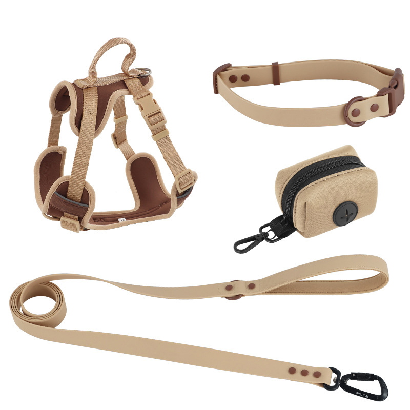 Waterproof Rubber Collar Leash Harness for Puppy Dogs