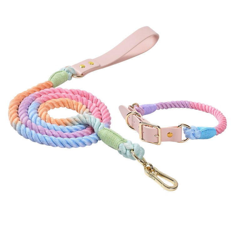Custom Cotton Rope Collar and Leash Set