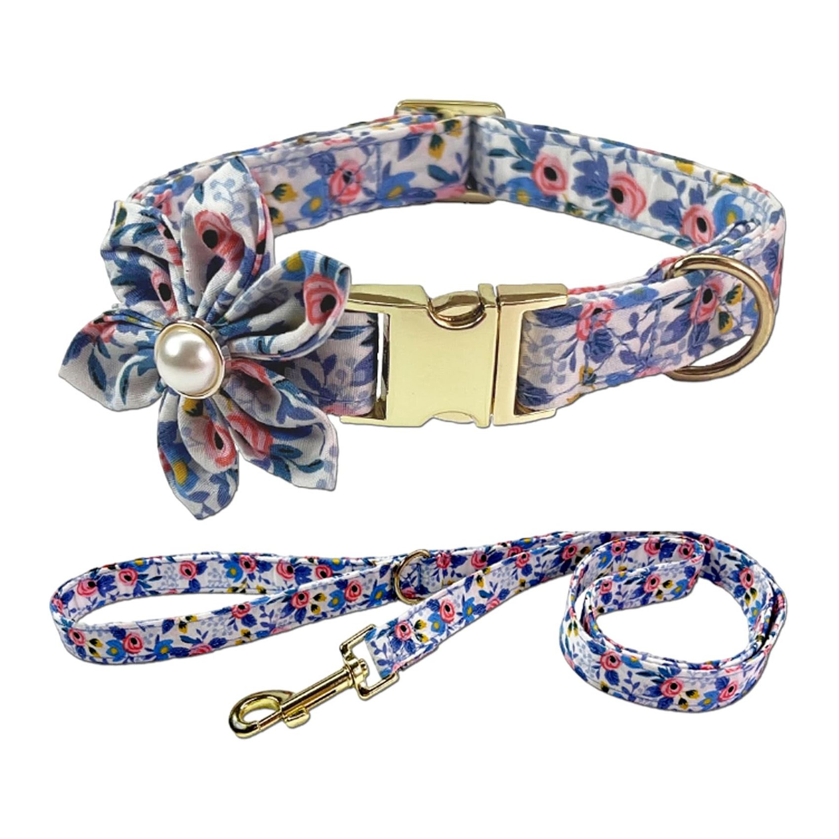 Flower Daisy Dog Collar Leash Set for Canine Puppy