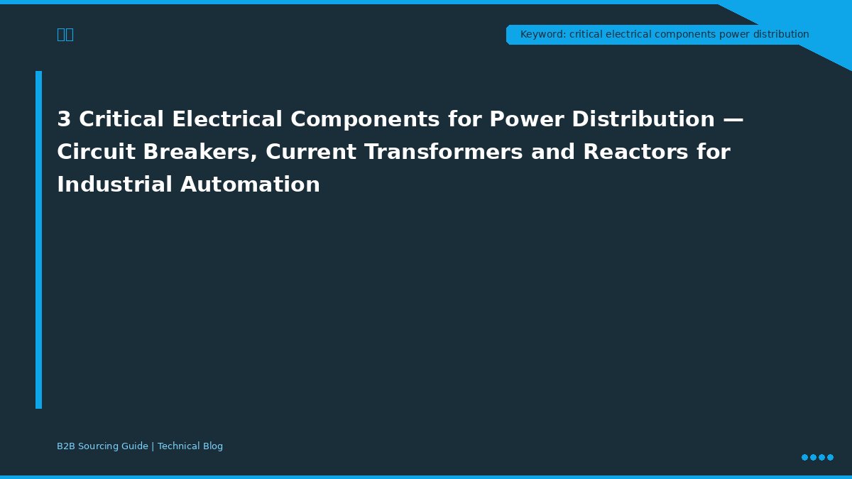 3 Critical Electrical Components for Power Distribution — Procurement Guide for Tropical Climate and Industrial Applications
